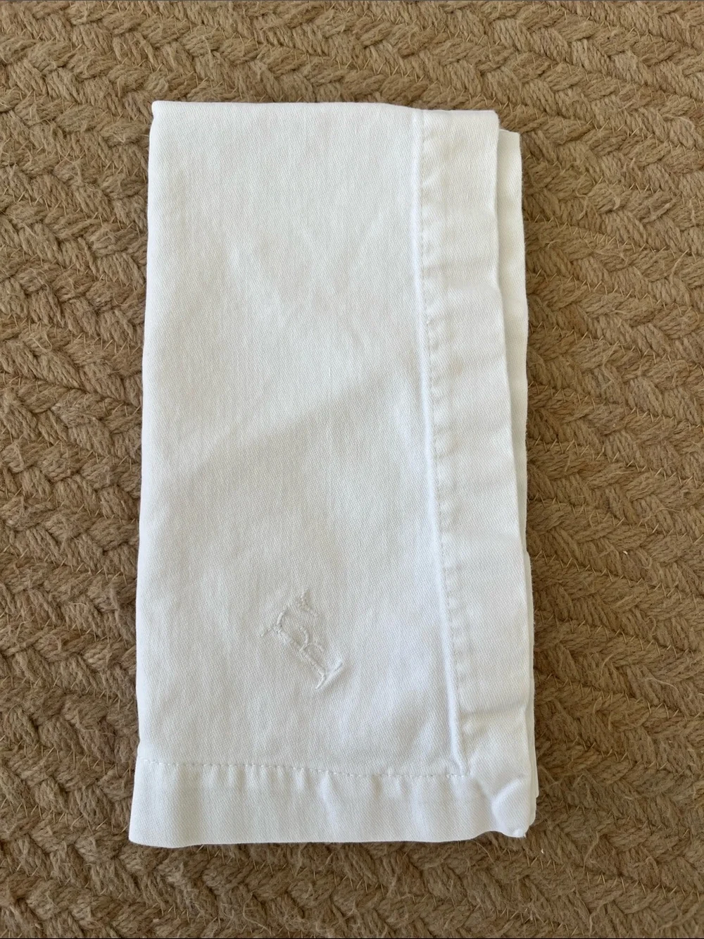Set of White Embroidered Monogram 